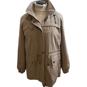 Gallery Jacket Utility Jacket Coat Tan With Hood Size XL Rain Repellent Warm